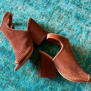 Tory Burch Brown Leather Open Toe Heeled Sandals Size 8.5